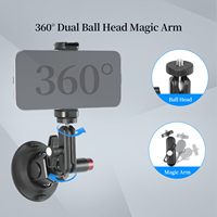 Support à ventouse en alliage d'aluminium de 3 pouces, rotatif à 360° sur deux axes, avec rotule, charge de 1 kg, pince pour appareil photo, fixation à vis 1/4 "-20