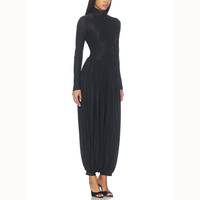 Combinaison plissée noire à manches longues et jambes larges pour femme, style décontracté, fabrication OEM/ODM
