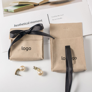 Luxury Custom Logo Printed Microfiber Jewelry Container Recyclable Ribbon <b>Envelope</b> Herringbone Dust Bag <b>Gift</b> Patch Microfiber - Product Image 1