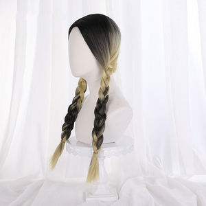 Perruque de cosplay Ainizi de 60 cm, tresses noires mélangées à du blond, personnage de Haitani Ran, inspirée de Tokyo Revengers - Product Image 4