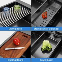 Évier de cuisine en acier inoxydable 304, évier simple profond, évier de cuisine fait à la main