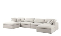 Canapé modulable extensible moderne Runxi, ensemble de canapés-lits en cuir et tissu, couleur personnalisable, pour salon, villa, parc, style contemporain
