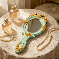 Miroir ovale portable Art Déco coloré en résine plastique, léger et incassable, prix de gros, pour maquillage et salon de beauté