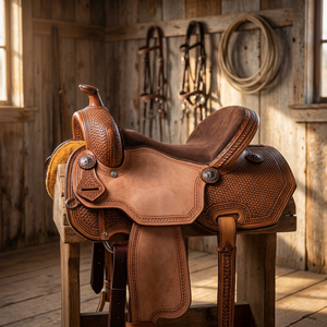 Alfombras para Caballos Personalizadas de Madera y Cuero Genuino de Búfalo, Estilo Inglés, para Montar a Caballo, Sostenibles y Transpirables - Product Image 1