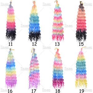 วิกต่อผม<span class=keywords><strong>ลอน</strong></span>สีรุ้ง24 "ผมต่อผมลอนผมสังเคราะห์สไตล์โบฮีเมียน - Product Image 5