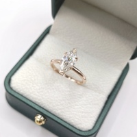 Bague en or rose 14 carats avec moissanite taille marquise 2,0 ct, sertie de griffes, classique, 6,0x12,0 mm, taille US 6.50, pour mariages