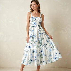 Vestido Largo Floral sin Mangas con Tirantes Finos para Mujer, Vestido Casual de Verano, Elegante Vestido Fluido para la Playa o Fiestas - Product Image 1