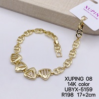 Bracelet de mode Xuping Jewelry, plusieurs styles, chaîne couleur or 14K, bracelet à maillons pavés de CZ synthétiques, vente en gros pour femmes