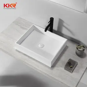 KKR Bassins de comptoir Personnaliser les types de lavabos de salle de bain Bassin à surface solide transparent