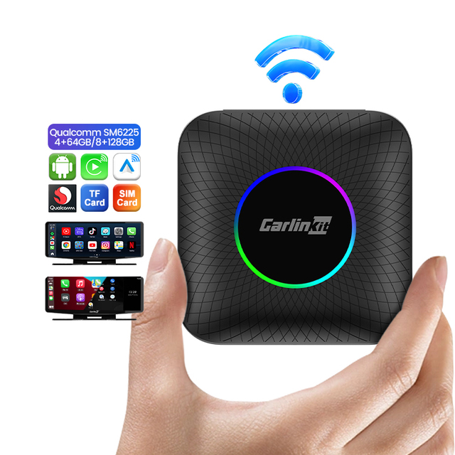 Carlinkit Tbox Ambient 64Gb 128gb 8G Wireless Carplay Adapter Portatil Ai Box Dongle Portable Android Car Play for Netflix Apple