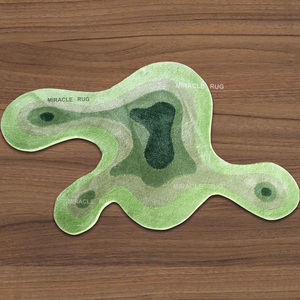 Alfombra de lana pura hecha a mano con mechones diseñados a medida Art Deco piezas hechas a mano alfombra estética nubes ondulado Retro azul degradado alfombra - Product Image 4