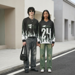 เสื้อยืดแขนยาวผ้าตาข่ายระบายอากาศสไตล์ยุโรปและอเมริกา รุ่นใหม่ประจำฤดูใบไม้ผลิปี 2026 พิมพ์ลายดิจิทัล - Product Image 1
