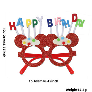 Lunettes en feutre et plastique amusantes aux couleurs de dessin animé, joyeux <span class=keywords><strong>anniversaire</strong></span>, accessoires de photomaton pour fête d'<span class=keywords><strong>anniversaire</strong></span> d'enfants, vente en gros - Product Image 3