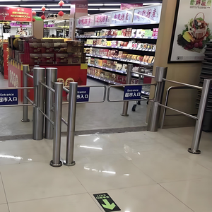 Tourniquet automatique à cylindre vertical à ouverture et fermeture automatiques pour entrée et sortie de supermarché, reconnaissance faciale, acier inoxydable, 2 voies - Product Image 4