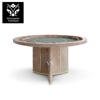 Table de poker italienne de luxe pour 6 personnes ronde en bois de placage Design moderne pour le jeu d'échecs et la Villa Table de jeu de divertissement