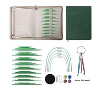 Aiguilles à tricoter vertes détachables 5+8cm, lot de 9 outils de tricot [Aiguilles à manches longues et courtes]