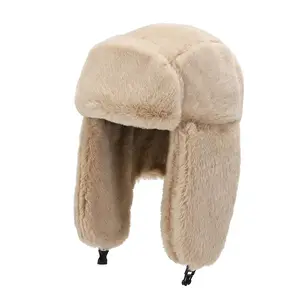 Kış şapka sıcak Earmuffs kalınlaşmak peluş kulak erkekler ve kadınlar için taklit kürk rüzgar geçirmez kap bombacı şapka