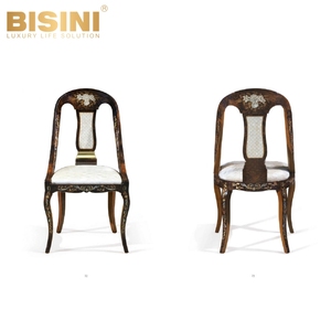 Fauteuil <span class=keywords><strong>de</strong></span> salle à manger vintage <span class=keywords><strong>de</strong></span> luxe <span class=keywords><strong>de</strong></span> style villa italienne, mosaïque florale artisanale en nacre, <span class=keywords><strong>chaise</strong></span> <span class=keywords><strong>de</strong></span> salle à manger rembourrée en tissu blanc doux - Product Image 1