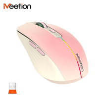 Mouse Meetion Grosir BTM002 Nirkabel untuk Komputer Laptop, Mouse RGB 2.4g+BT Wireless Isi Ulang untuk Kantor