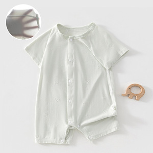 Mameluco de Bebé de Manga Corta, Fibra Modal, Delgado, Suave, Unisex, Recién Nacido, Clase A, Tejido de Punto, Ropa de Verano - Product Image 1