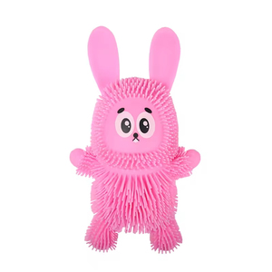 OEM Wholesale <b>LED</b> Light up Long Hair Rabbit Puffer <b>Ball</b> Squeeze Toy Stress Relief Fidget Toy for Kids - Product Image 1