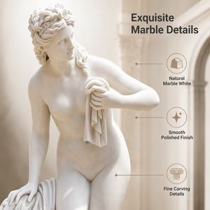 Scultura YOUFINE a grandezza naturale <span class=keywords><strong>di</strong></span> <span class=keywords><strong>Venere</strong></span> che si bagna, in marmo bianco, statua della Dea Afrodite che tiene un telo, per giardini europei - Product Image 2