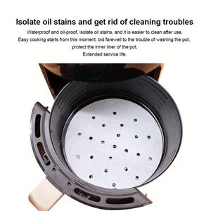 Air Fryer <b>Baking</b> Filter Parchment Steaming Bun Paper Liner 100pcs air Fryer Disposable Paper Liner With Holes for air Fryer - Product Image 5