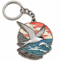 Porte-clés personnalisé en émail dur thème Océan Nord Atlantique, cadeau premium sur le thème de la faune marine, breloque souvenir en alliage de zinc représentant un pétomène, une baleine et une loutre