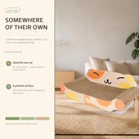 Griffoir pour chat en carton en forme de canapé, motif visage de chat, design lit de repos incurvé pour chats d'intérieur, vente en gros, direct usine