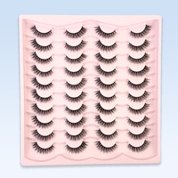 Faux cils en fibres synthétiques 3D, effet naturel bouclé, 20 paires par paquet, style plat multi-paires, modèle DB, origine Pingdu
