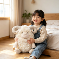 Boneka Domba Tanduk Keriting Grosir, Boneka Domba Isi Penuh Lembut dan Mengembang, Mainan Hewan Boneka untuk Anak, Hadiah Kenyamanan, Dekorasi Rumah