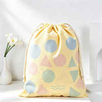 Sacs à cordon en toile de coton recyclable, écologiques, lavables, à motif de dessin animé simple, imprimés sur mesure, mini pochettes portables à cordon