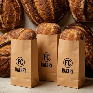 Sacs en papier kraft personnalisés pour emporter les aliments, sacs en papier écologiques pour emballages cadeaux, sacs en papier pour boulangerie - Product Image 1