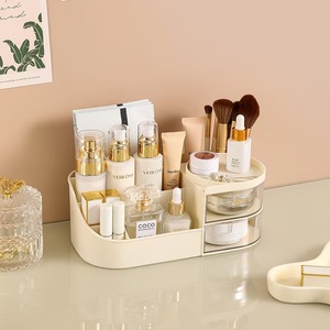 Cosmetic Storage Box With <b>Mirror</b> Desktop Organizer For Makeup Skincare Products <b>Plastic</b> Multi Layer Drawer Style - Product Image 3