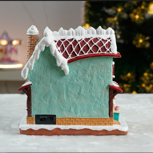 Casas <span class=keywords><strong>de</strong></span> pueblo navideñas musicales <span class=keywords><strong>de</strong></span> resina coloridas para interiores y casa <span class=keywords><strong>de</strong></span> dulces con función <span class=keywords><strong>de</strong></span> donuts giratorios - Product Image 4