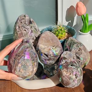 Venta al por mayor CRYSTALHOLA: Cristal de Esferalita Druzy Gris en Forma de Huevo para Joyería, Sanación Sonora, Halloween y Navidad - Product Image 2