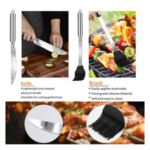 Kit d'accessoires de barbecue en acier inoxydable 11 pièces, outils de grillade portables et pratiques avec sac de rangement pour grillades en plein air et camping - Product Image 3