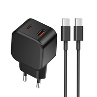 Prêt à expédier PD 20W USB Type-C Adaptateur Charge rapide Prise UE Câble de chargeur mural