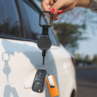 Porte-clés rétractable personnalisé avec logo, mousqueton carré noir, étui de téléphone, joint d'étanchéité, cordon de cou, randonnée, suspension mobile, 60 cm