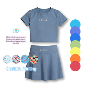 Conjunto de Falda y Top Corto Ajustado para Niñas, Conjunto de Falda de Tenis para Niñas, Conjunto de Falda con Estampado Personalizado, Top Corto y Falda para Mamá e Hija - Product Image 5
