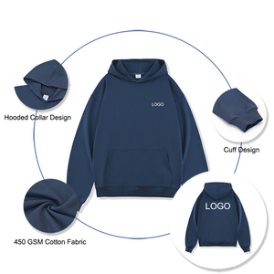เสื้อมีฮู้ดผ้าฝ้ายสำหรับผู้ชายขนาดใหญ่พิเศษมี450gsm โลโก้ที่กำหนดเองได้เสื้อผ้าแนวสตรีทเทอร์รี่ฝรั่งเศสสำหรับฤดูใบไม้ร่วง - Product Image 2