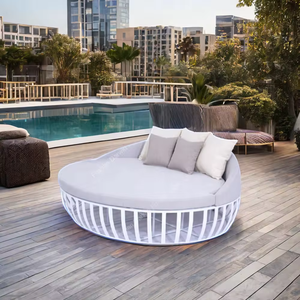 Vente chaude, design moderne, forme ronde, mobilier <span class=keywords><strong>de</strong></span> jardin d'extérieur, cadre <span class=keywords><strong>en</strong></span> aluminium <span class=keywords><strong>de</strong></span> haute qualité, lit <span class=keywords><strong>de</strong></span> <span class=keywords><strong>soleil</strong></span> <span class=keywords><strong>de</strong></span> plage - Product Image 5