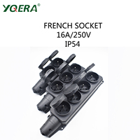 Prise de courant industrielle en caoutchouc Schuko 4 voies, norme européenne, IP54, 250V, 16A, anti-chute, étanche pour extérieur, CE/ROHS