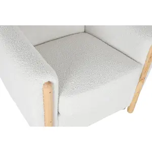 Fauteuil en bois en polyester 81X78X82 blanc boucle - Product Image 5