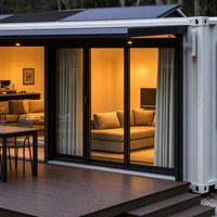 Maison modulaire en acier avec escalier extérieur de style conteneur et terrasses à plusieurs niveaux