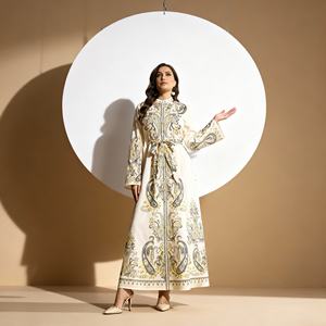 Abaya Elegante de Poliéster con Estampado de Diseño Nuevo y Premium para Mujeres Musulmanas, Vestido de Lujo Personalizado al por Mayor - Product Image 2