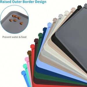 Tapis de nourrissage pour animaux de compagnie en silicone moderne, écologique, sans BPA, imperméable, carré, antidérapant, pour chat et chien, toutes saisons - Product Image 2