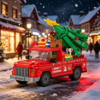 Ensemble de blocs de construction de camion de Noël 520 pièces avec arbre, Père Noël, cadeaux de Noël, jouet de construction pour enfants, modèle de briques STEM DIY