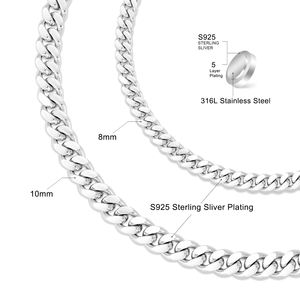 Collar Estilo Hip Hop de Cadena Cubana de Miami de 8/10 mm, Regalos de Joyería para Hombre y Mujer, Acero Inoxidable 316L y Plata de Ley 925 Rellena - Product Image 4