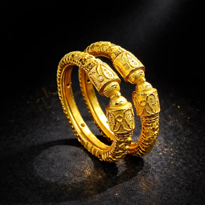 กำไลข้อมือดีไซน์ใบไม้ชุบทอง 24K ขายส่ง เครื่องประดับแฟชั่นแบบดั้งเดิม ชุดกำไลสำหรับงานแต่งงานและงานปาร์ตี้ - Product Image 2
